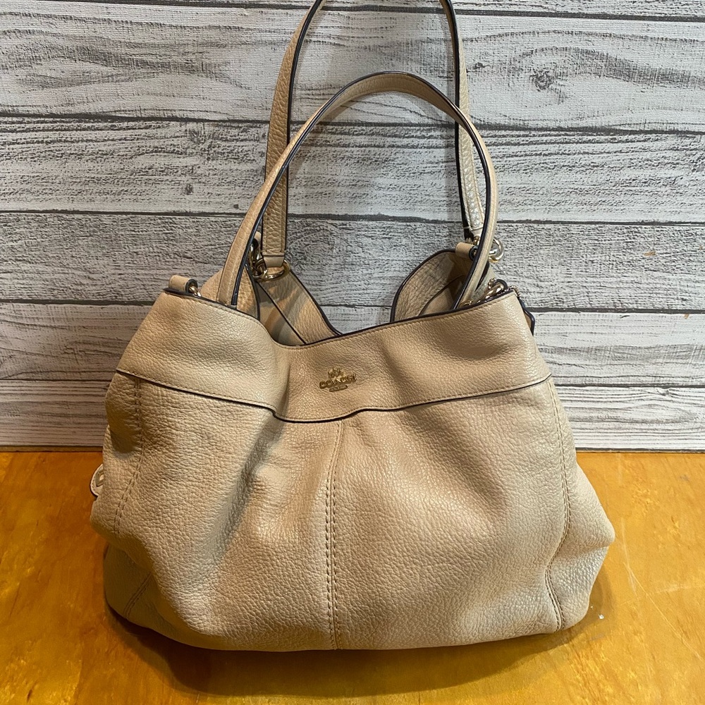 Coach double strap tan bag no A1757-F57545 3 compartment *Please note ink marks